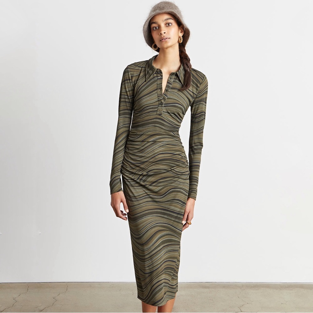 Who What Wear Olive Green Kia Polo Midi Dress